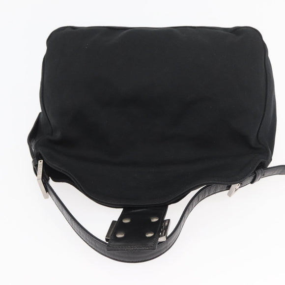 FENDI Mamma Baguette Shoulder Bag Nylon Black Silver Auth YKZ1001