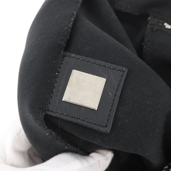 FENDI Mamma Baguette Shoulder Bag Nylon Black Silver Auth YKZ1001