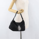 FENDI Mamma Baguette Shoulder Bag Nylon Black Silver Auth YKZ1001-26
