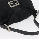 FENDI Mamma Baguette Shoulder Bag Nylon Black Silver Auth YKZ1001-6