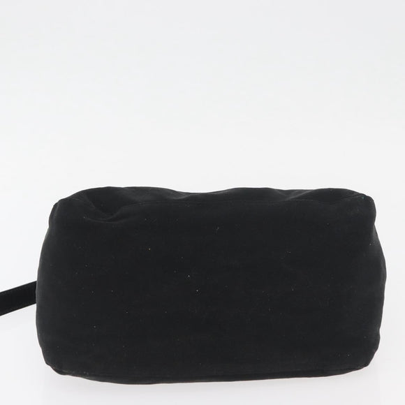 FENDI Mamma Baguette Shoulder Bag Nylon Black Silver Auth YKZ1001