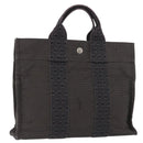 HERMES Her Line Hand Bag Canvas Gray Auth YKZ1002-1