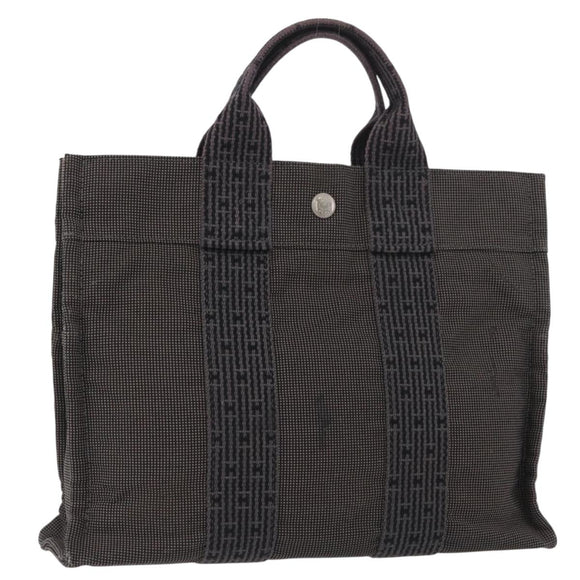 HERMES Her Line Hand Bag Canvas Gray Auth YKZ1002