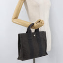 HERMES Her Line Hand Bag Canvas Gray Auth YKZ1002-22