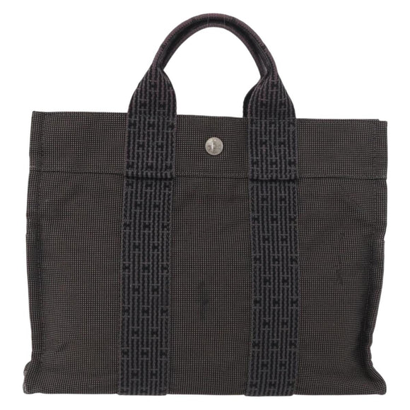 HERMES Her Line Hand Bag Canvas Gray Auth YKZ1002