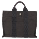 HERMES Her Line Hand Bag Canvas Gray Auth YKZ1002-2
