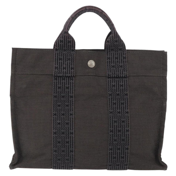 HERMES Her Line Hand Bag Canvas Gray Auth YKZ1002