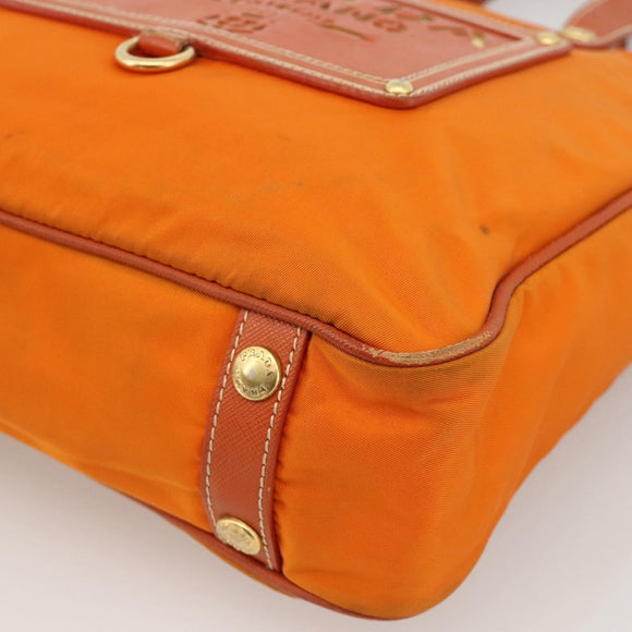 PRADA Tote Bag Nylon 2way Orange Gold Auth YKZ1003A