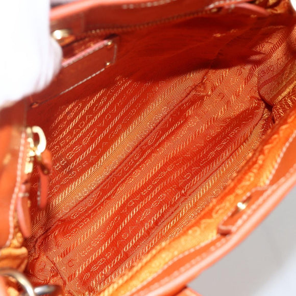 PRADA Tote Bag Nylon 2way Orange Gold Auth YKZ1003A