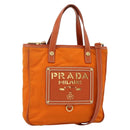 PRADA Tote Bag Nylon 2way Orange Gold Auth YKZ1003A-1