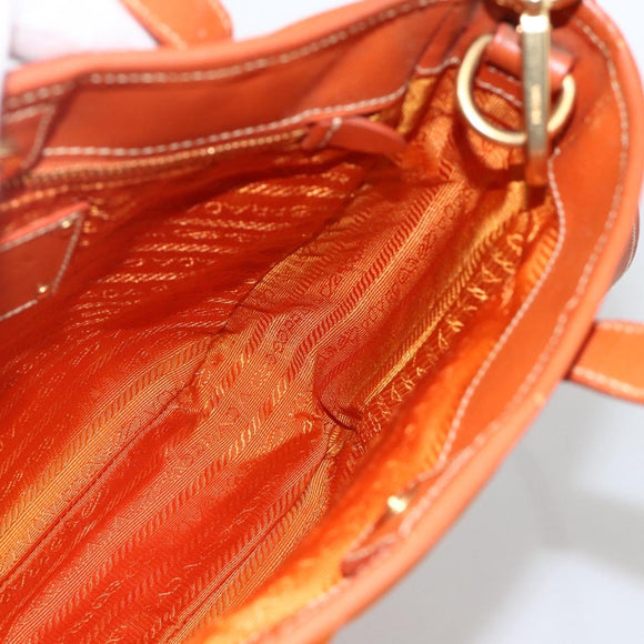 PRADA Tote Bag Nylon 2way Orange Gold Auth YKZ1003A