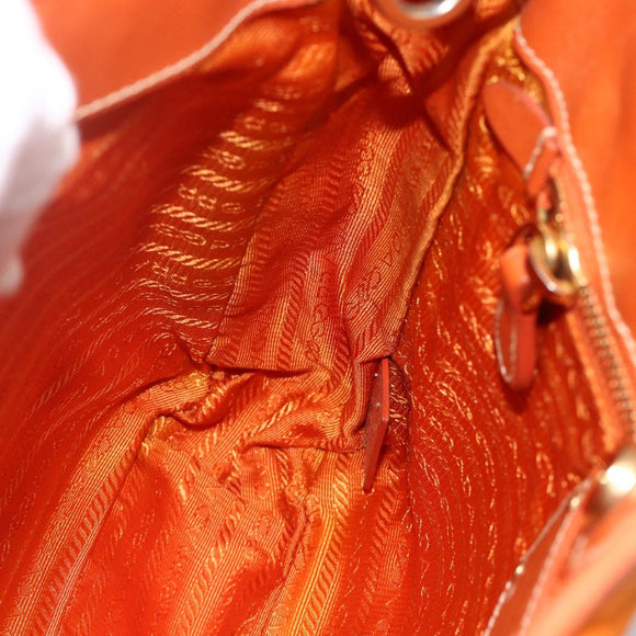 PRADA Tote Bag Nylon 2way Orange Gold Auth YKZ1003A