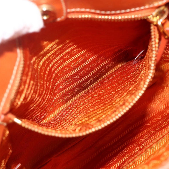 PRADA Tote Bag Nylon 2way Orange Gold Auth YKZ1003A