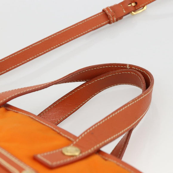 PRADA Tote Bag Nylon 2way Orange Gold Auth YKZ1003A