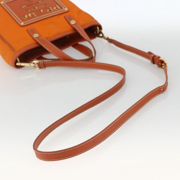 PRADA Tote Bag Nylon 2way Orange Gold Auth YKZ1003A
