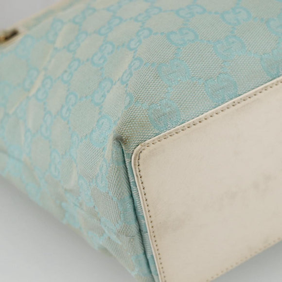 GUCCI GG Canvas Tote Bag Light Blue Gold Auth YKZ1004