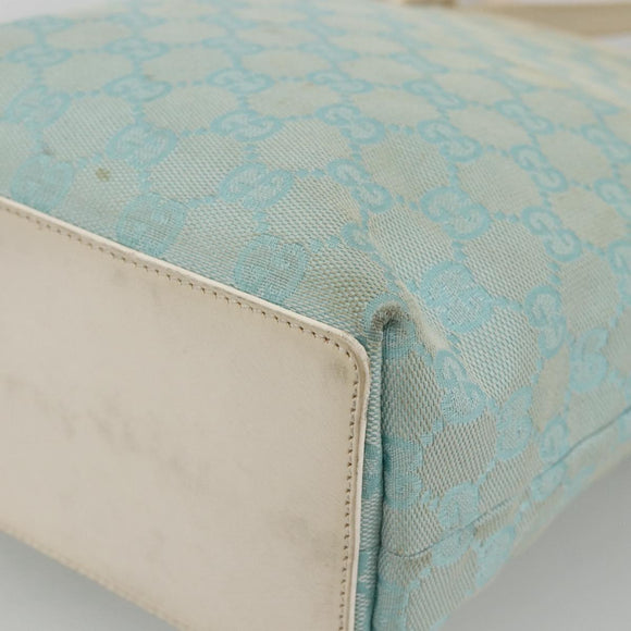 GUCCI GG Canvas Tote Bag Light Blue Gold Auth YKZ1004