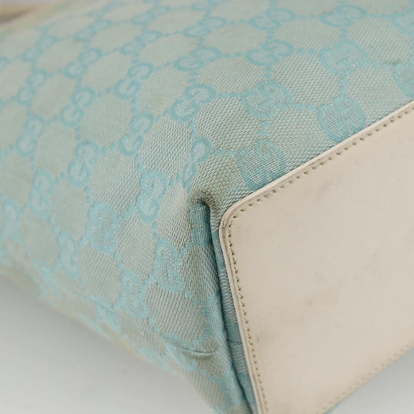 GUCCI GG Canvas Tote Bag Light Blue Gold Auth YKZ1004