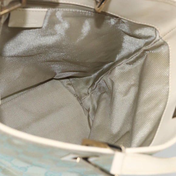 GUCCI GG Canvas Tote Bag Light Blue Gold Auth YKZ1004