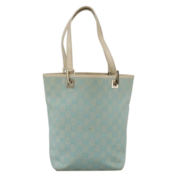 GUCCI GG Canvas Tote Bag Light Blue Gold Auth YKZ1004