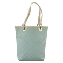 GUCCI GG Canvas Tote Bag Light Blue Gold Auth YKZ1004-2