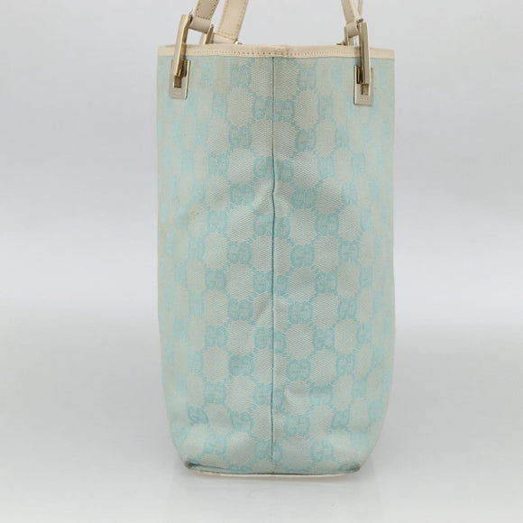 GUCCI GG Canvas Tote Bag Light Blue Gold Auth YKZ1004