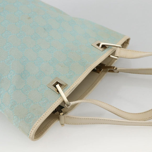 GUCCI GG Canvas Tote Bag Light Blue Gold Auth YKZ1004