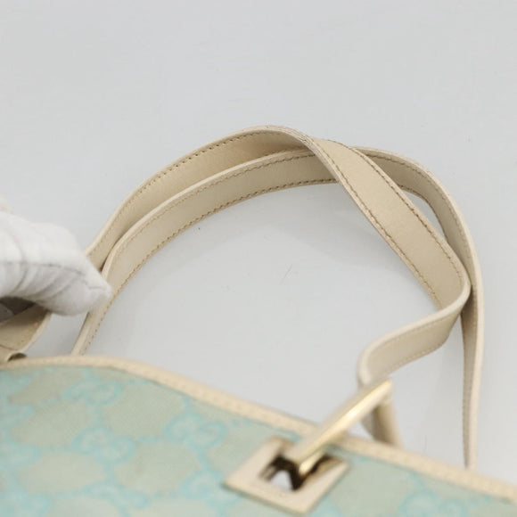GUCCI GG Canvas Tote Bag Light Blue Gold Auth YKZ1004