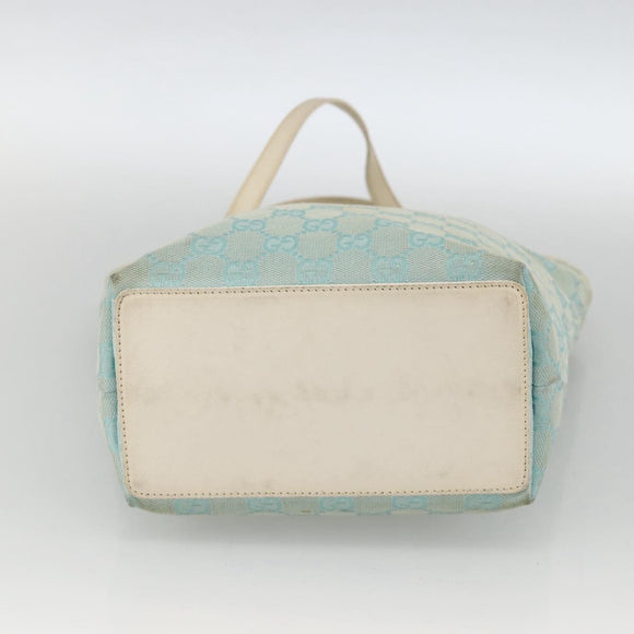 GUCCI GG Canvas Tote Bag Light Blue Gold Auth YKZ1004