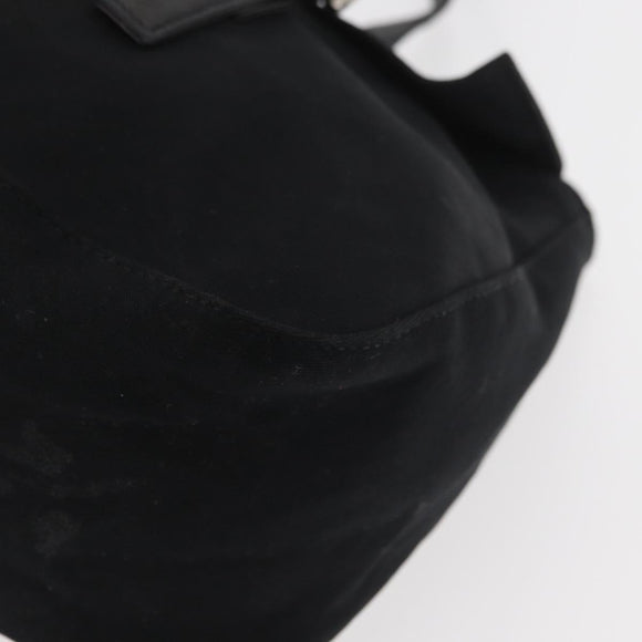 FENDI Mamma Baguette Hand Bag Nylon Black Silver Auth YKZ1005