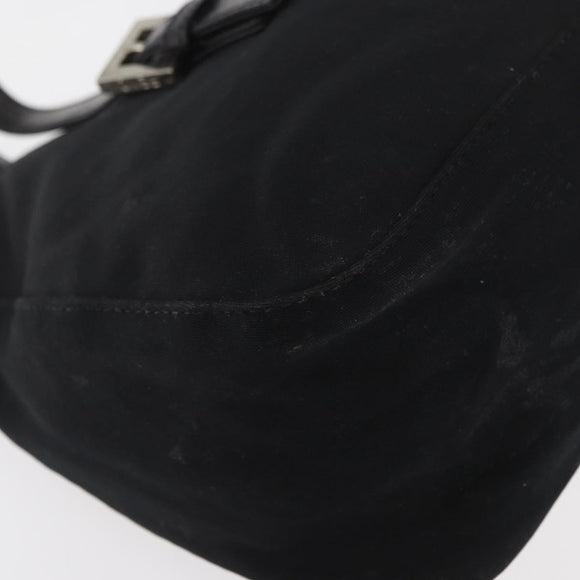 FENDI Mamma Baguette Hand Bag Nylon Black Silver Auth YKZ1005