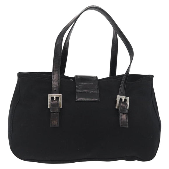 FENDI Mamma Baguette Hand Bag Nylon Black Silver Auth YKZ1005