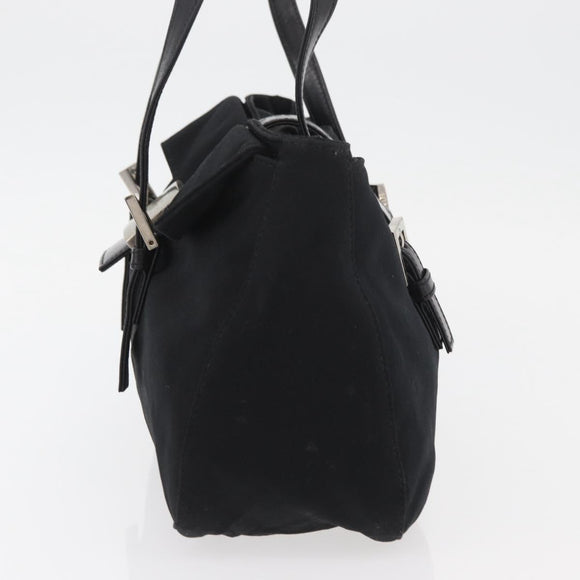 FENDI Mamma Baguette Hand Bag Nylon Black Silver Auth YKZ1005