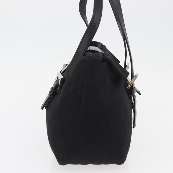 FENDI Mamma Baguette Hand Bag Nylon Black Silver Auth YKZ1005