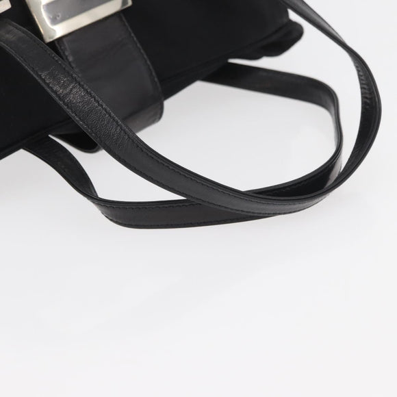 FENDI Mamma Baguette Hand Bag Nylon Black Silver Auth YKZ1005