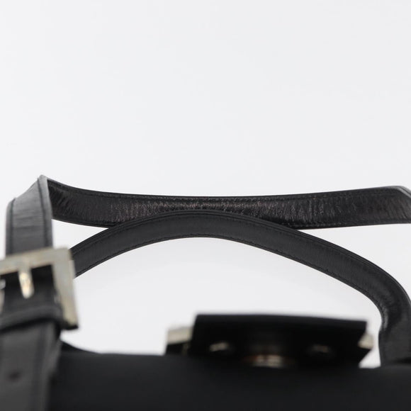 FENDI Mamma Baguette Hand Bag Nylon Black Silver Auth YKZ1005