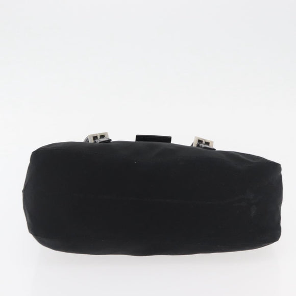 FENDI Mamma Baguette Hand Bag Nylon Black Silver Auth YKZ1005