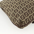 FENDI Zucchino Canvas Mamma Baguette Shoulder Bag Beige Gold Auth YKZ1006-16