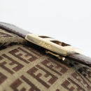 FENDI Zucchino Canvas Mamma Baguette Shoulder Bag Beige Gold Auth YKZ1006-10