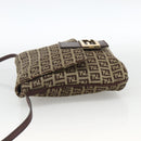 FENDI Zucchino Canvas Mamma Baguette Shoulder Bag Beige Gold Auth YKZ1006-3