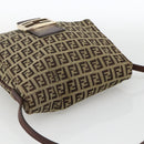FENDI Zucchino Canvas Mamma Baguette Shoulder Bag Beige Gold Auth YKZ1006-6