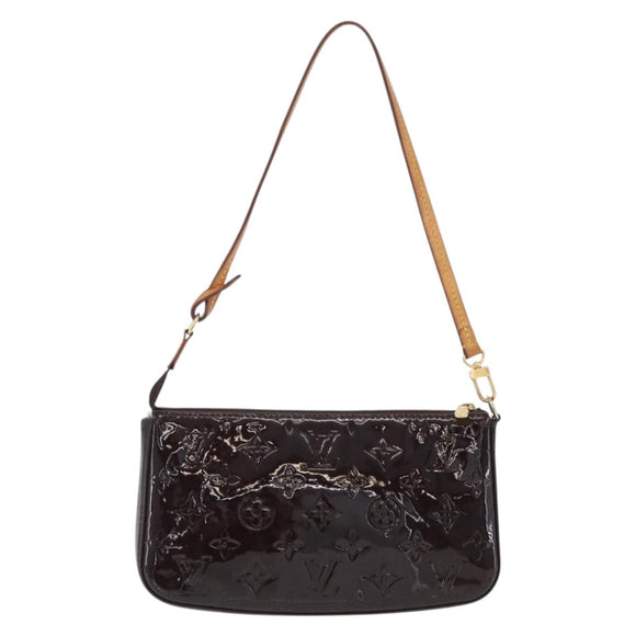 LOUIS VUITTON Vernis Pochette Accessoires Pouch Amarante M91576 LV Auth YKZ1011A