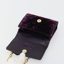CHANEL Matelasse Chain Camelia Shoulder Bag Velor Purple Gold CC Auth YKZ1012V-18