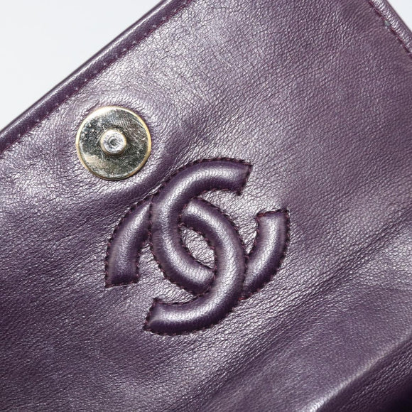 CHANEL Matelasse Chain Camelia Shoulder Bag Velor Purple Gold CC Auth YKZ1012V