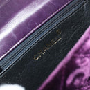 CHANEL Matelasse Chain Camelia Shoulder Bag Velor Purple Gold CC Auth YKZ1012V-19