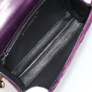 CHANEL Matelasse Chain Camelia Shoulder Bag Velor Purple Gold CC Auth YKZ1012V-10