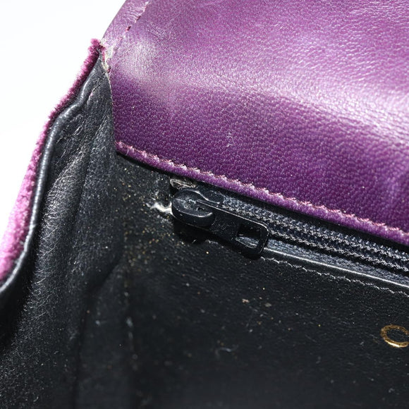 CHANEL Matelasse Chain Camelia Shoulder Bag Velor Purple Gold CC Auth YKZ1012V
