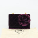 CHANEL Matelasse Chain Camelia Shoulder Bag Velor Purple Gold CC Auth YKZ1012V-12