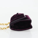 CHANEL Matelasse Chain Camelia Shoulder Bag Velor Purple Gold CC Auth YKZ1012V-4