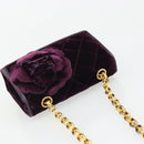 CHANEL Matelasse Chain Camelia Shoulder Bag Velor Purple Gold CC Auth YKZ1012V-6